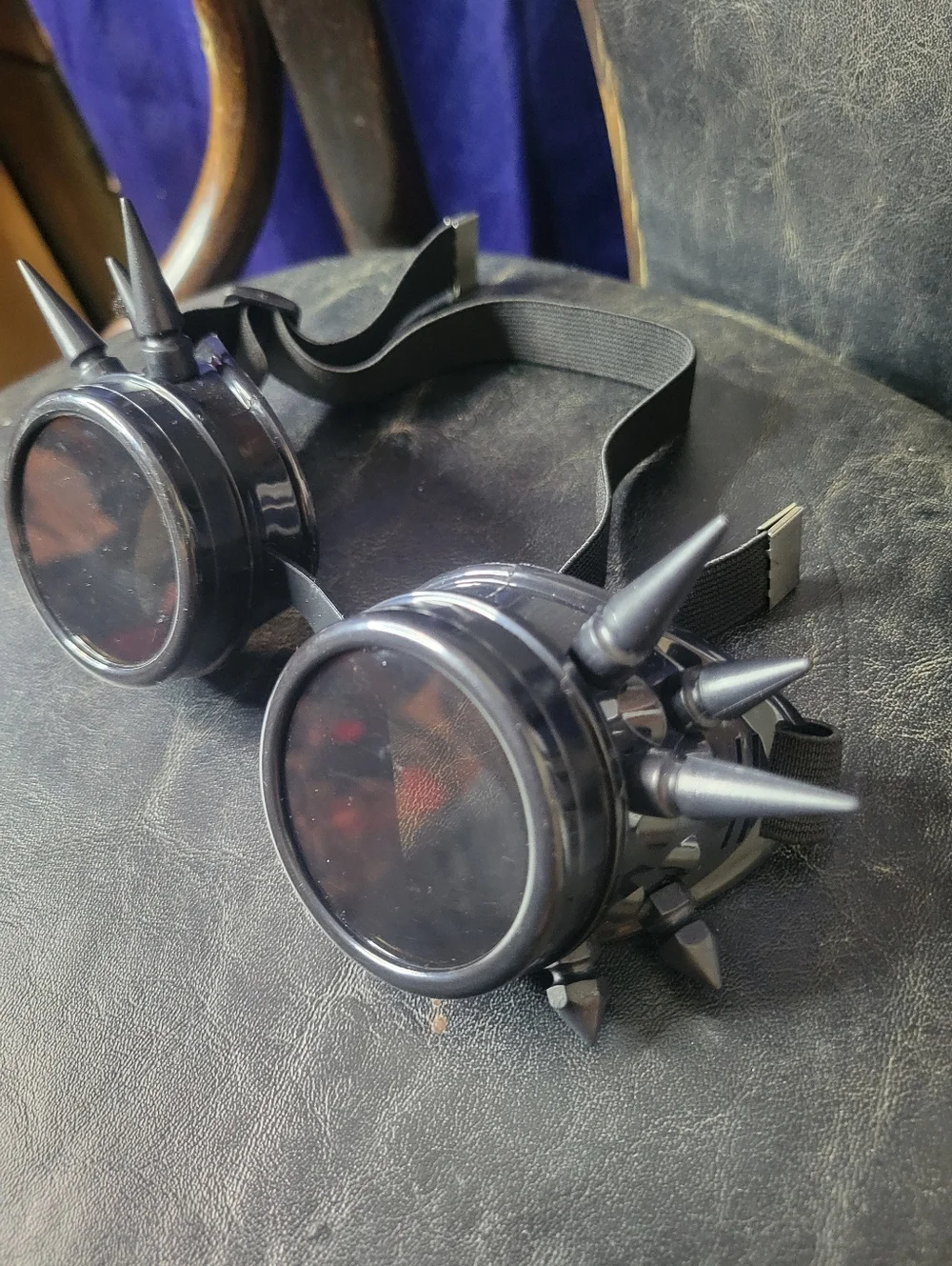 Grunge Black Spiked Steampunk Rave Cosplay Goggles